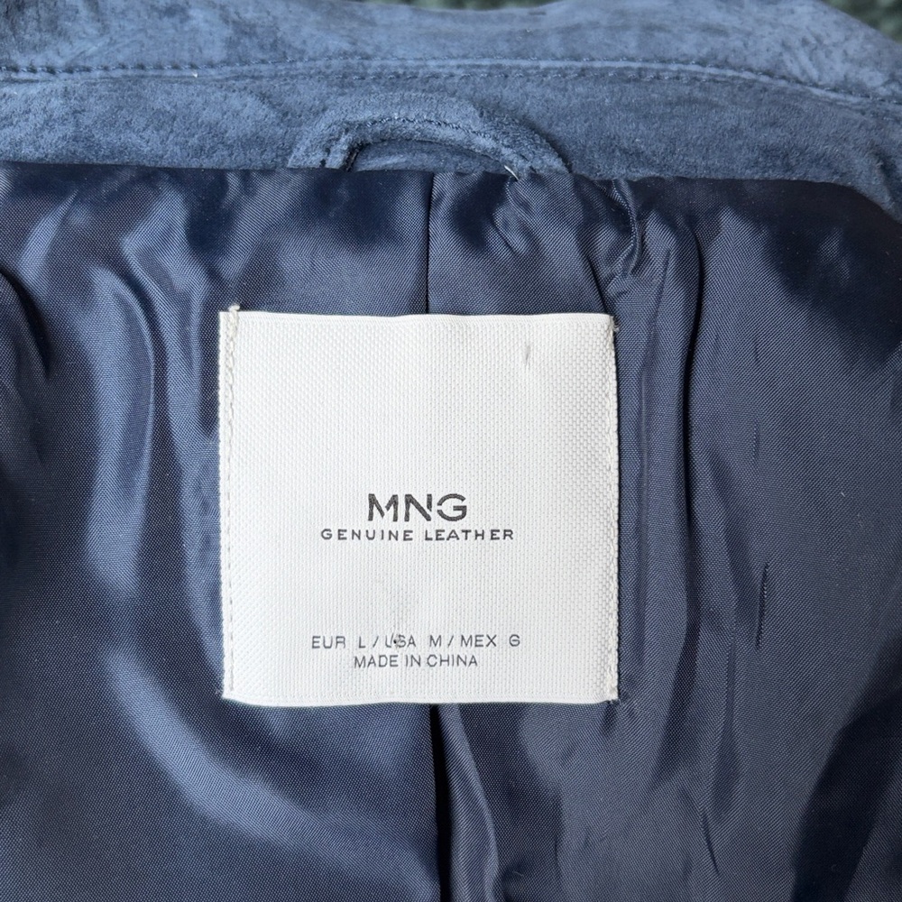 MNG Mango Navy Suede Moto Jacket - Picture 7 of 7